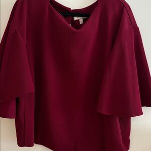 Two Chic Top(s) in Burgundy and Black with Flutter Sleeves